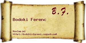 Bodoki Ferenc névjegykártya